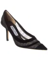 Jimmy Choo Love 85 Flocked Stripes Mesh Pumps In Black