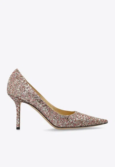Jimmy Choo Love 85 Glittered Pumps In Pink