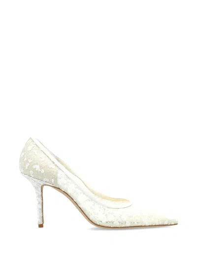 Jimmy Choo Love 85 Embellished Pointed-toe Pumps In Neutral