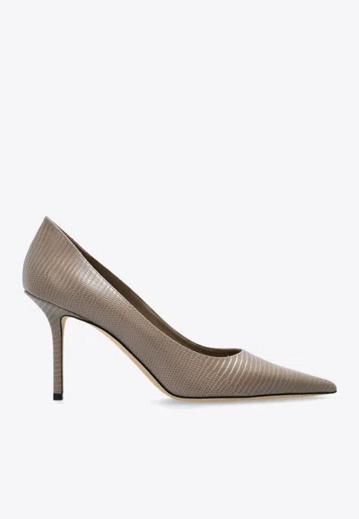 Jimmy Choo Love 85 Leather Pumps In Gray