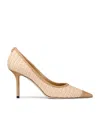 Jimmy Choo Love 85 Leather-trim Raffia Pumps In Sand