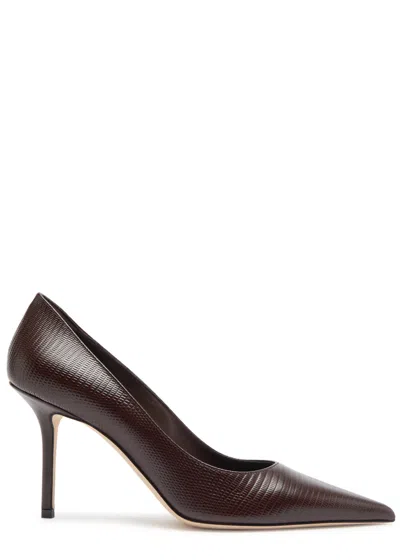 Jimmy Choo Love 85 Lizard-effect Leather Pumps In Brown