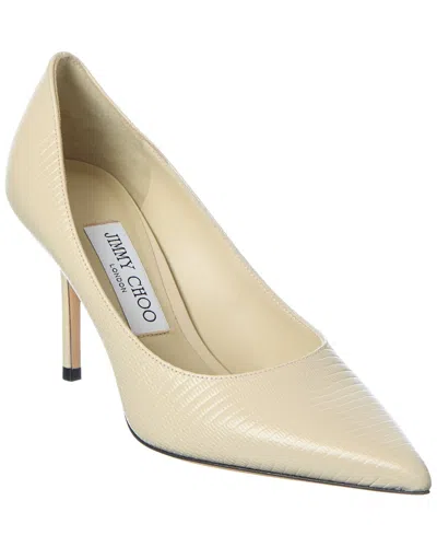 Jimmy Choo Love 85 Lizard-effect Leather Point-toe Pumps In Cream