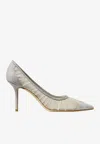 Jimmy Choo Love 85 Metallic Glitter Pumps In Ivory