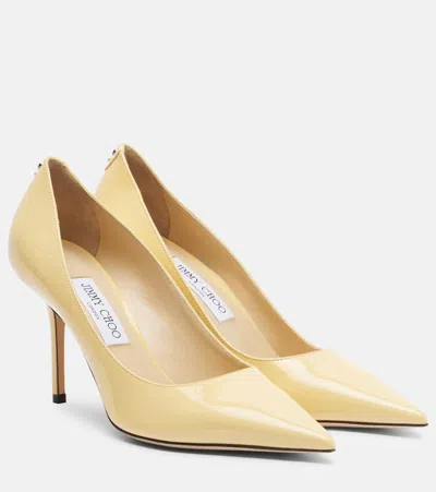 Jimmy Choo Love 85 Patent Leather Pumps In Yellow