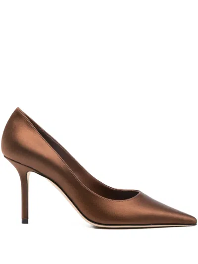 Jimmy Choo Love 85 Pointed Pumps In Brown