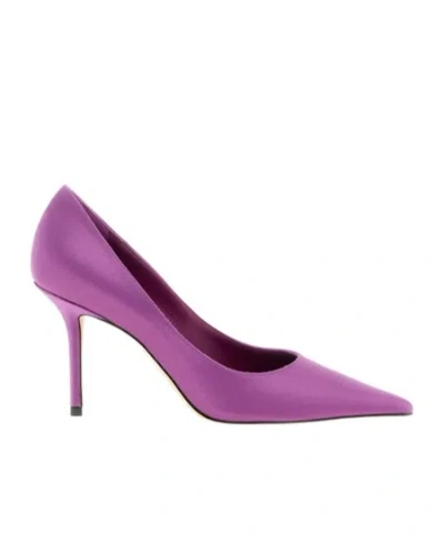 Jimmy Choo Love 85 Pointed-toe Slip-on Pumps In Purple