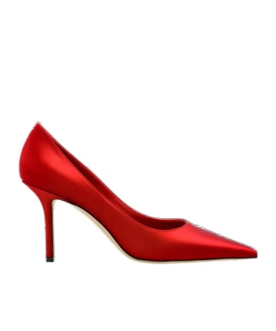 Jimmy Choo Love 85 Pointed-toe Slip-on Pumps In Red