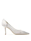 Jimmy Choo 85mm Love Embellished Tulle Pumps In Blanco