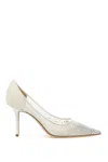 Jimmy Choo 85mm Love Embellished Tulle Pumps In White