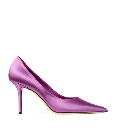 Jimmy Choo Love 85 Satin Pumps In Purple
