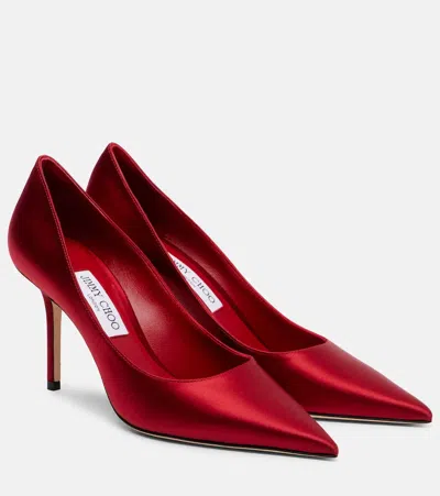 Jimmy Choo Love 85 Pointed-toe Slip-on Pumps In Red