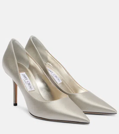 Jimmy Choo Love 85 Satin Pumps In Silver