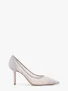 Jimmy Choo Love 100 Glittered Tulle And Canvas Pumps In Silver