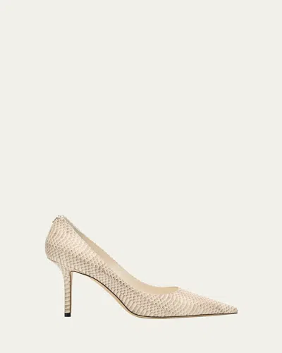 Jimmy Choo Love 85 Snake-printed Leather Pumps In Gray