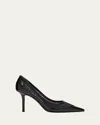 Jimmy Choo Love 85 Mesh-trimmed Patent-leather Pumps In Black
