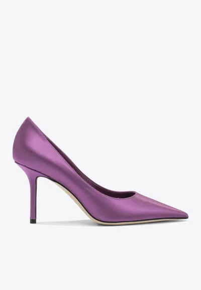Jimmy Choo Love 85 Pointed-toe Slip-on Pumps In Purple