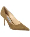 Jimmy Choo Camel Suede Romy 85 Pumps In Beige
