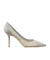 Jimmy Choo Love 85 Metallic Glitter Pumps In Gray