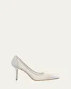 Jimmy Choo Love 100 Glittered Tulle And Canvas Pumps In Ivorysilver