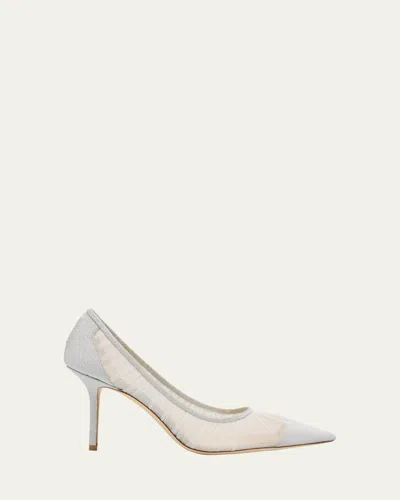 Jimmy Choo Love 85mm Glitter Tulle Pumps In Ivorysilver