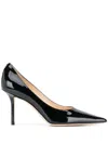 Jimmy Choo Love 85mm Patent Leather Pumps In Black