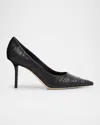 Jimmy Choo Love 85mm Pleated Leather Pumps In Black