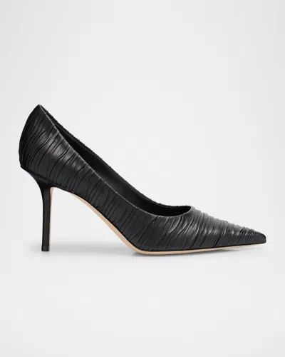 Jimmy Choo Love 85mm Pleated Leather Pumps In Black