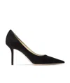 Jimmy Choo Black Suede And Patent Leather Pointed Toe Pumps In Black
