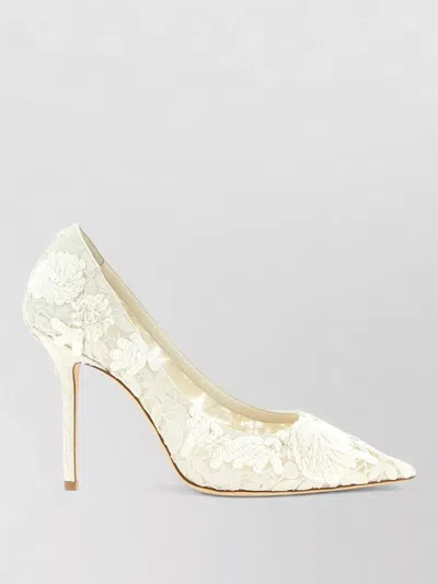 Jimmy Choo Love Ballerina Shoes Floral Embroidery In White