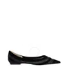 Jimmy Choo Love Tulle-trimmed Velvet Ballet Flats In Black