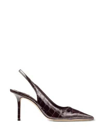 Jimmy Choo Love 85 Slingback Pumps In Croc-embossed Leather In Brown