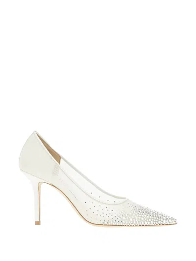 Jimmy Choo Love 85 Crystal-embellished Mesh Pumps In White