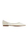 Jimmy Choo Love Embellished Mesh Ballet Flats In White