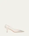 Jimmy Choo Love Embellished Mesh Kitten-heel Pumps In White