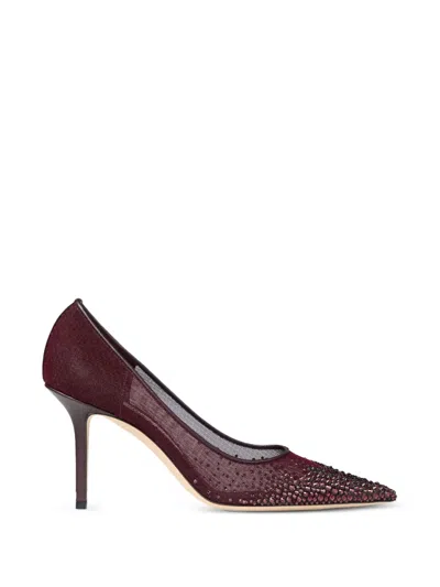 Jimmy Choo Love Embellished Pumps In Burgundy