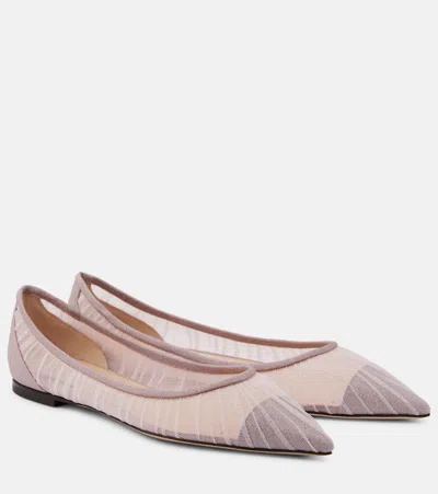 Jimmy Choo Love Flat Embellished Ballet Flats In Pink