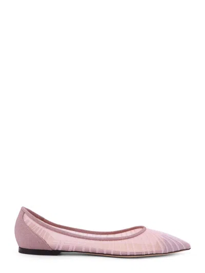 Jimmy Choo Love Flat Glittered Tulle Ballerinas
