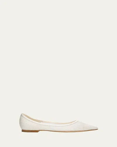 Jimmy Choo Love Floral Lace Pointed-toe Flats In White