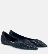 Jimmy Choo Love Glitter Ballet Flats In Blue