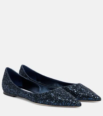 Jimmy Choo Love Glitter Ballet Flats In Blue