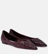 Jimmy Choo Love Glitter Ballet Flats In Burgundy