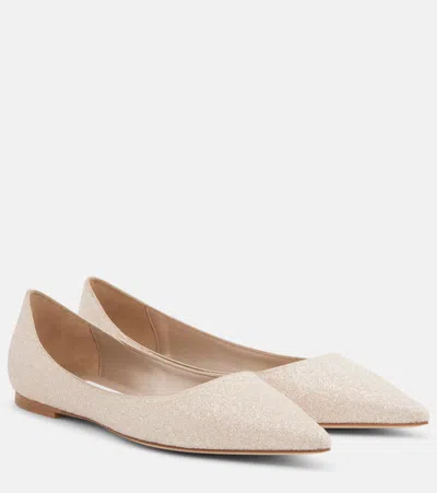 Jimmy Choo Love Glitter Ballet Flats In Brown