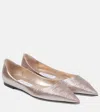 Jimmy Choo Laminated Leather Ballerinas With Rhinestones In Pink