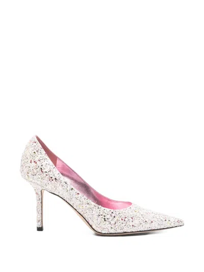 Pre-owned Jimmy Choo Love Glitter Pumps In White