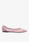 Jimmy Choo Glittered Tulle Ballerinas Pointed Toe In Pink