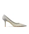 Jimmy Choo Love 85 Metallic Glitter Pumps In Nude