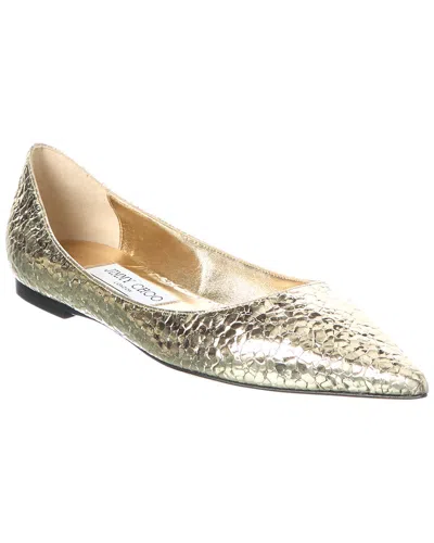 Jimmy Choo Love Leather Flat In Gold