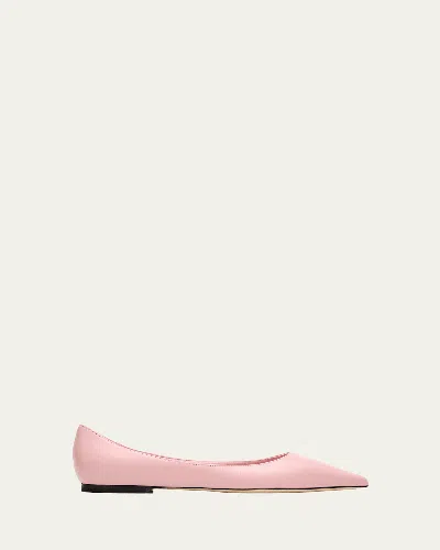 Jimmy Choo Love Leather Pointed-toe Flats In Pink