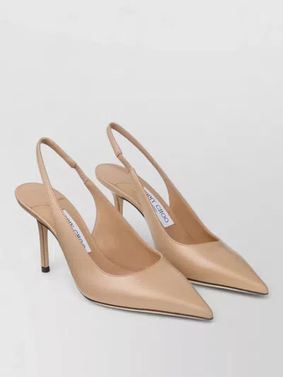 Jimmy Choo 85mm Love Glittered Leather Slingback Pumps In Neutral